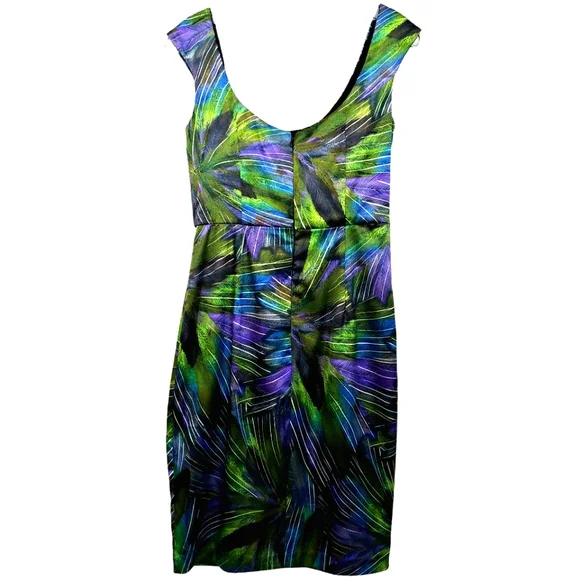 Maggy L Faux Purple/Green Wrap Dress - Picture 4 of 15